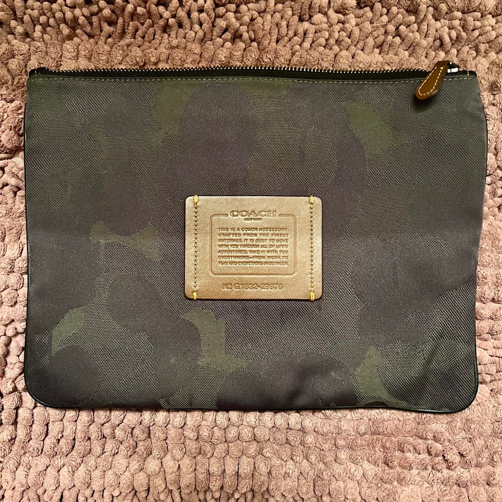 Coach Large Camouflage Pouch Clutch